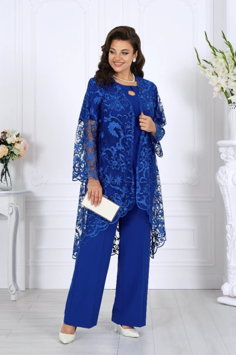 Брючный костюм Нинель Шик 6078 василек тройка #1
