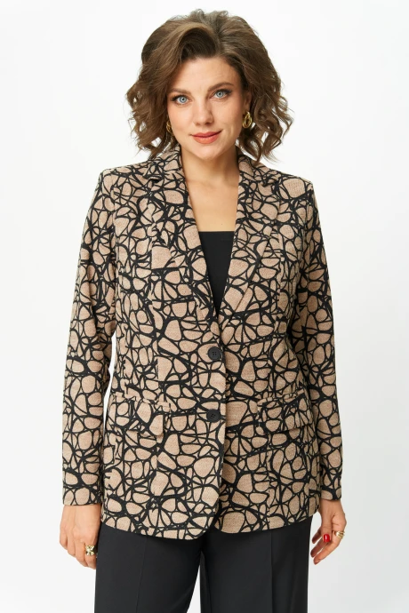 Жакет (пиджак) БелЭльСтиль 203 дизайн беж+черный #1