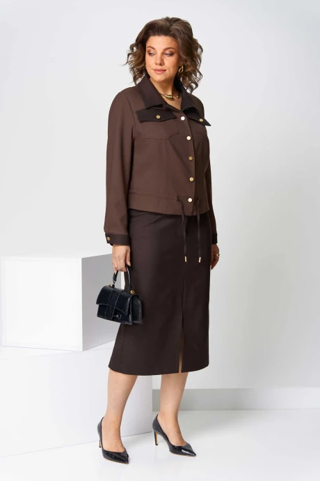 Юбочный костюм Асолия 1507 коричневый #1
