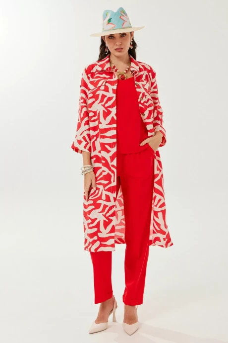 Брючный костюм *Распродажа Твой Имидж 2145 красный тройка #1