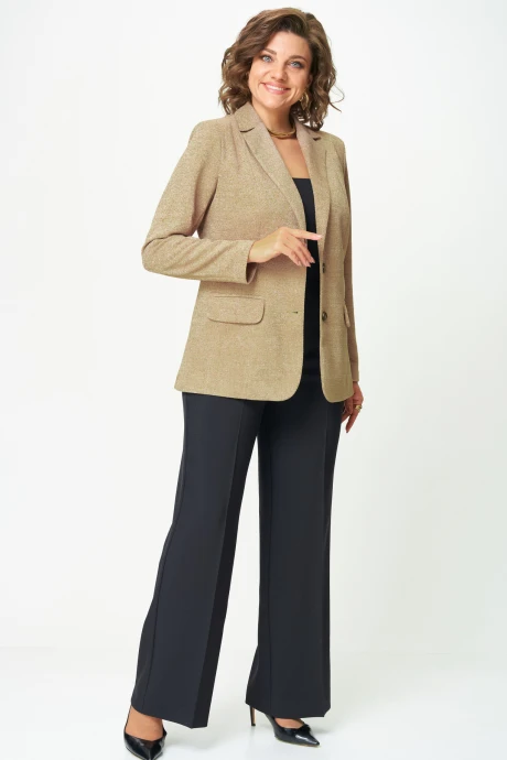 Брючный костюм БелЭльСтиль 203+601 бежевый+черный двойка #1