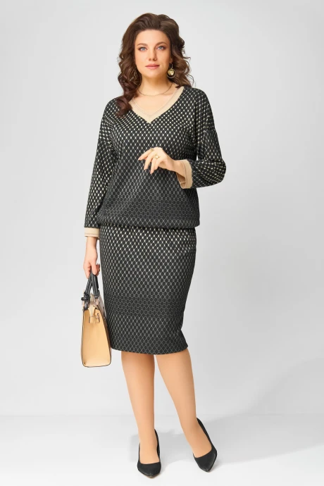 Юбочный костюм FITA 3181 черно-бежевый двойка #1