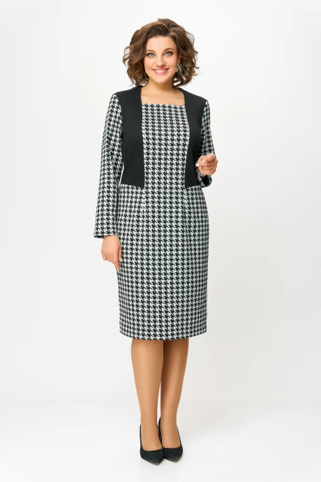 Платье Swallow 866 Чёрный, Чёрно-белая_гусиная_лапка #1