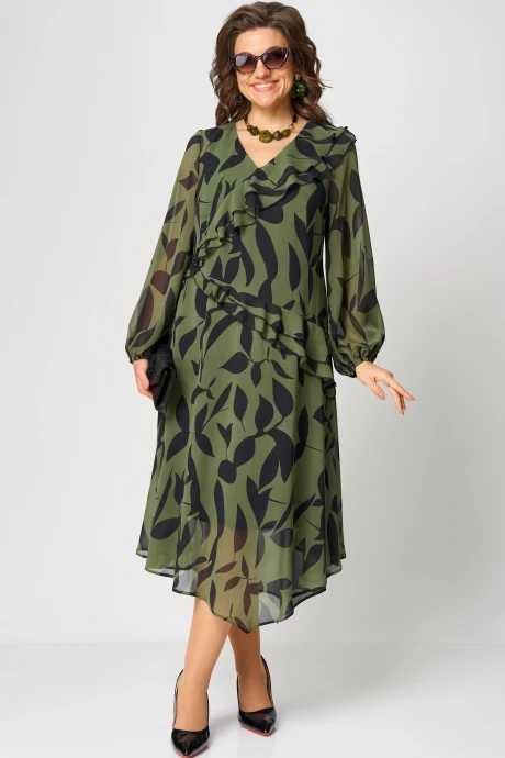 Платье EVA GRANT 7122 принт_олива #1