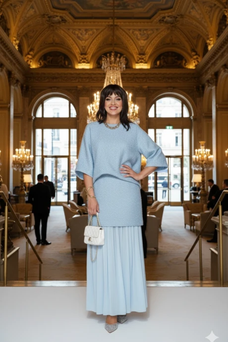 Юбочный костюм Vittoria Queen 27573 серебристо-голубой тройка #1