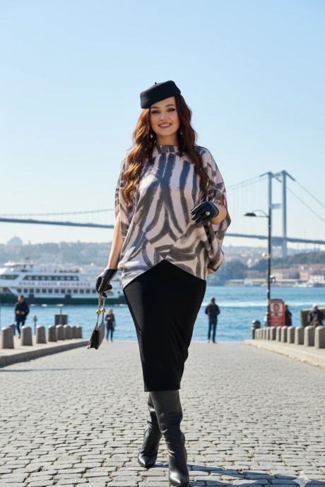 Брючный костюм Vittoria Queen 27723 серо-розовый, черный двойка #1