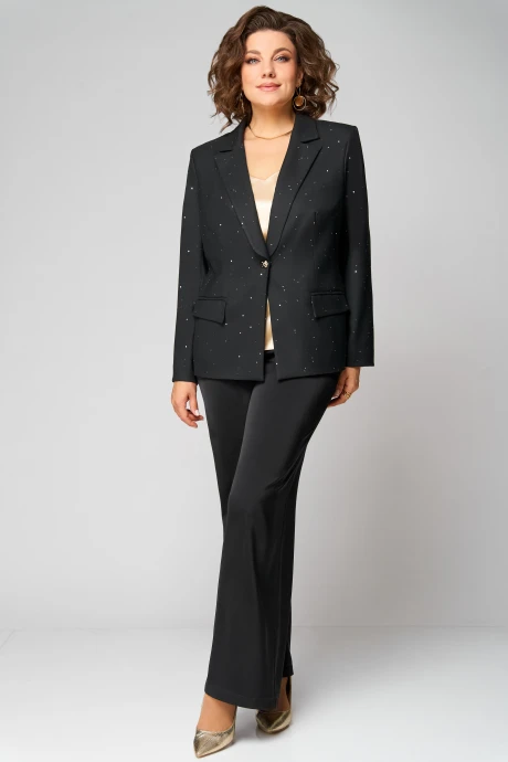 Брючный костюм Мишель Стиль 1315 черно-золотой тройка #1