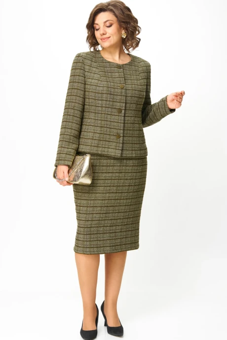 Юбочный костюм Anastasia Mak 1214а зелёный двойка #1