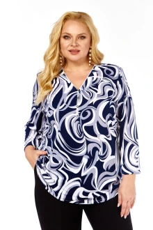 Блузка Abbi 4071 сине-серо-белый принт