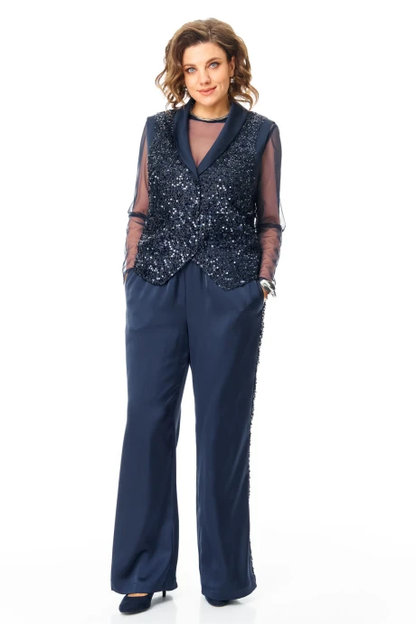 Брючный костюм Vi Oro 1240 синий тройка #1