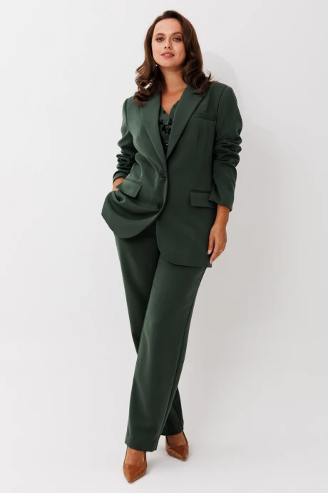 Брючный костюм MisLana 1263 зеленый тройка #1