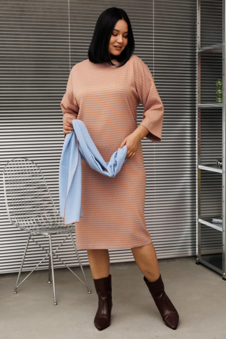 Платье Anastasia 1188.2 гусиная лапка (оранжево-голубой) #1