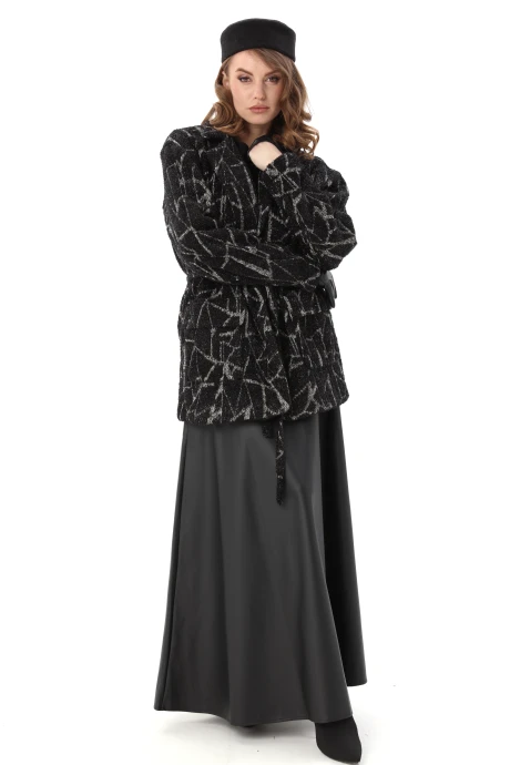 Юбочный костюм NikVa 1005-1 чёрная_геометрия_и_чёрный двойка #1