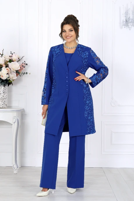 Брючный костюм Нинель Шик 6071 василек тройка #1