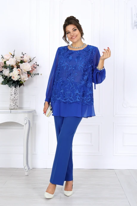 Брючный костюм Нинель Шик 6080 василек двойка #1