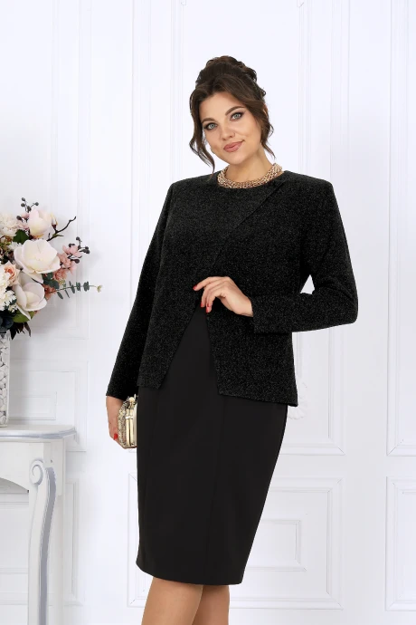 Костюм с платьем Нинель Шик 6085 черный двойка #1