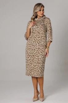 Юбочный костюм Anastasia 1303 кофейный (анималистический принт) двойка