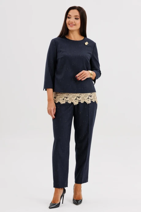 Брючный костюм Fantazia Mod 5318 синий тройка #1