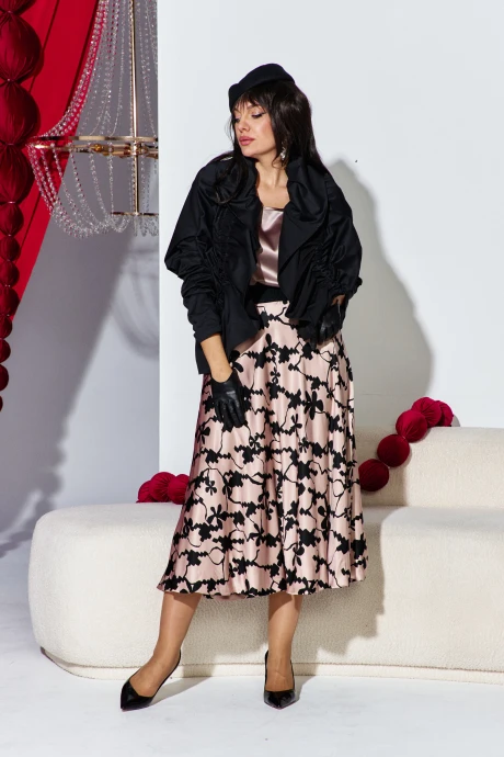 Юбочный костюм Vittoria Queen 27613 черный бежевый тройка #1