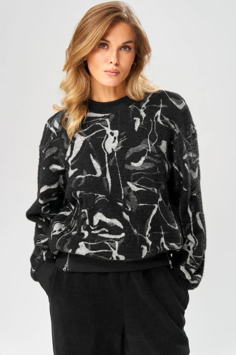 Джемпер (кофта) LAIKONY 104 черно- серый #1