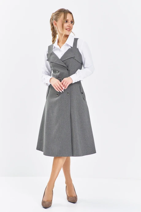 Сарафан Euromoda 650 серый клетка #1