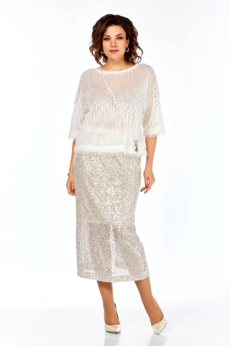 Юбочный костюм Ольга Стиль 413 молочный двойка #1