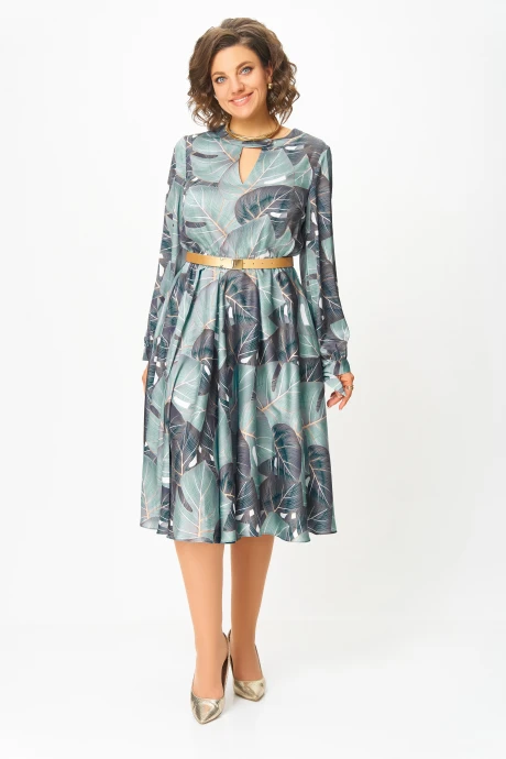 Платье Swallow 707.1 Принт «тропические листья в светло-бирюзовых и тёмных оттенках» #1
