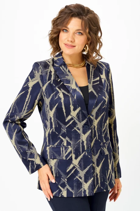 Жакет (пиджак) БелЭльСтиль 412 синий+золото #1