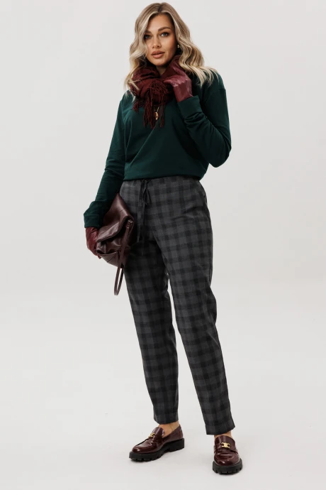 Брючный костюм Ma Vie 711 Серая клетка_ изумрудный #1