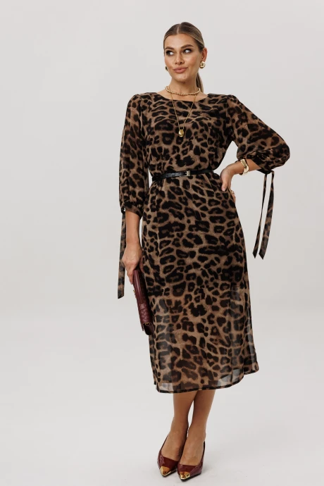 Платье Anelli 1733 Коричневый_леопард #1