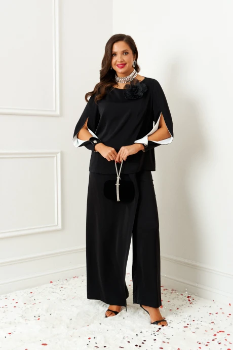 Брючный костюм Beautiful&Free 6386 черный с молоком двойка #1