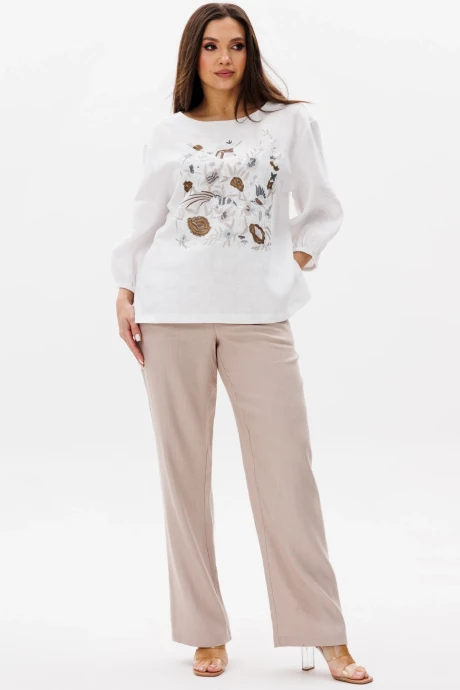 Брючный костюм *Распродажа Ma Cherie 3146 белый+бежевый двойка #1