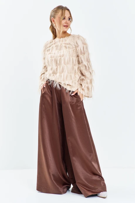 Брючный костюм Euromoda 663 бежевые оттенки_коричневый #1