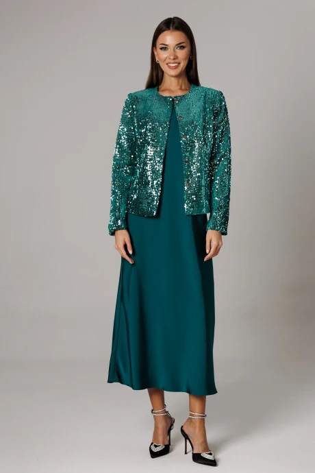 Костюм с платьем Ларс Стиль 1158 оттенки_изумрудного двойка #1