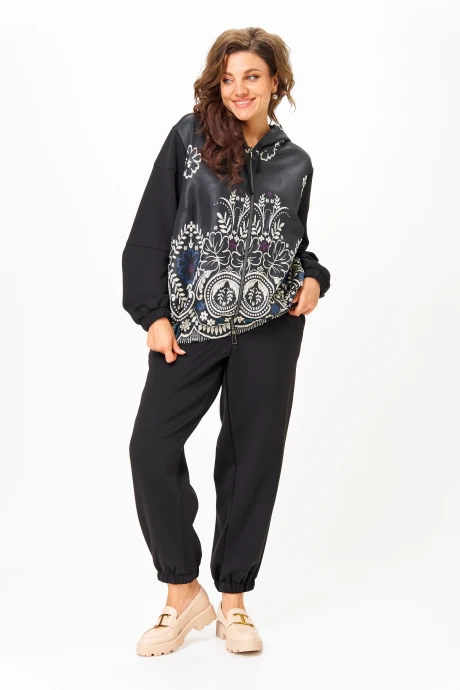 Спортивный костюм SolomeaLux 946/449А черный, черный_с_вышивкой двойка #1