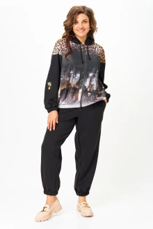 Спортивный костюм SolomeaLux 946/449 черный+ леопардовый_принт двойка