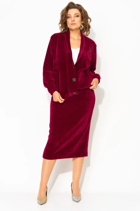 Юбочный костюм БелЭльСтиль 1487 Винный двойка #1