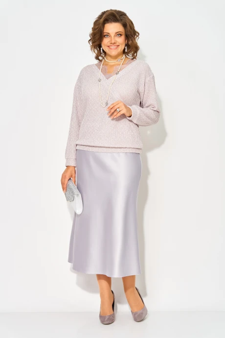 Юбочный костюм Лилиана 1494К Жемчужно-лиловый двойка #1