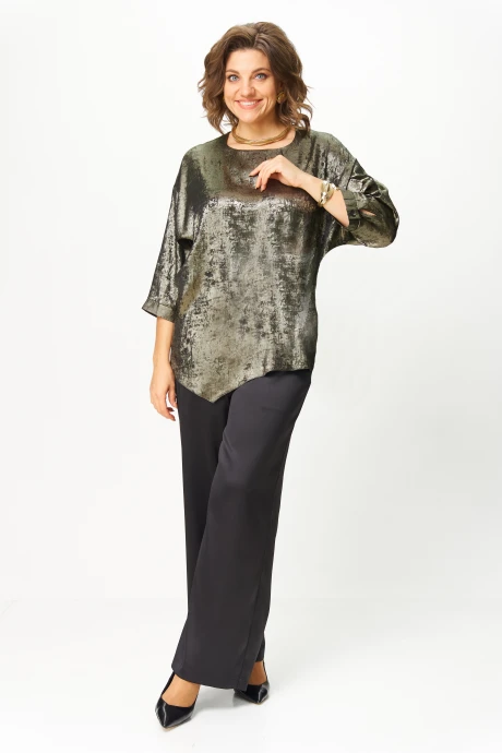 Брючный костюм Багряница 5103 черное_золото двойка #1