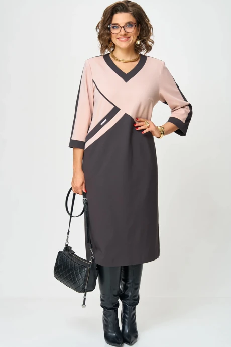 Платье *Распродажа AIRA style 24428 пудра-шоколад #1