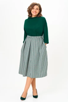 Юбочный костюм Anastasia 1304.1 изумрудный/гусиная лапка