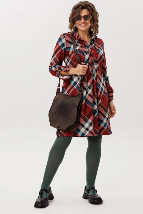 Платье Anelli 1769 Бордовая шотландка #1