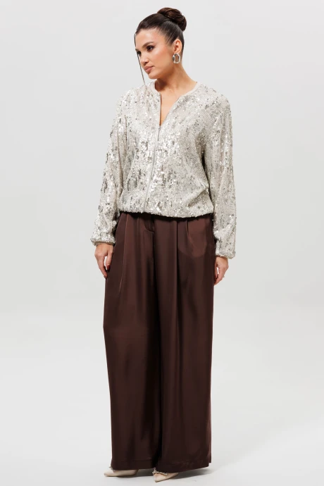 Брючный костюм MisLana 1283/1 серебро/шоколад двойка #1