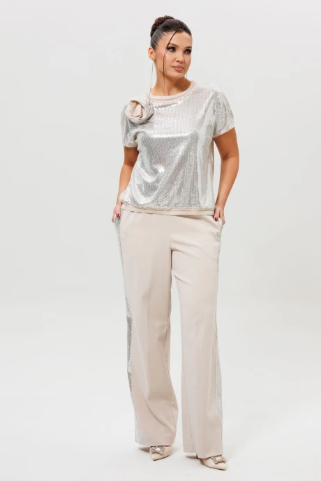 Брючный костюм MisLana 1277 серебро/беж двойка #1