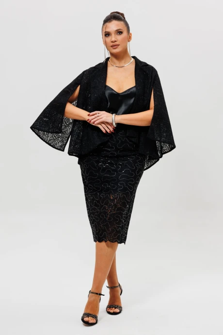 Юбочный костюм MisLana 1286/1 черный тройка #1
