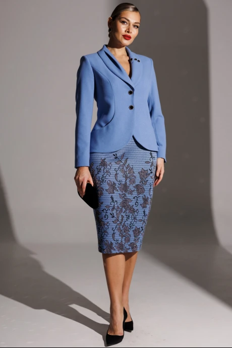 Юбочный костюм Мода-Юрс 25-2942 голубой_принт #1