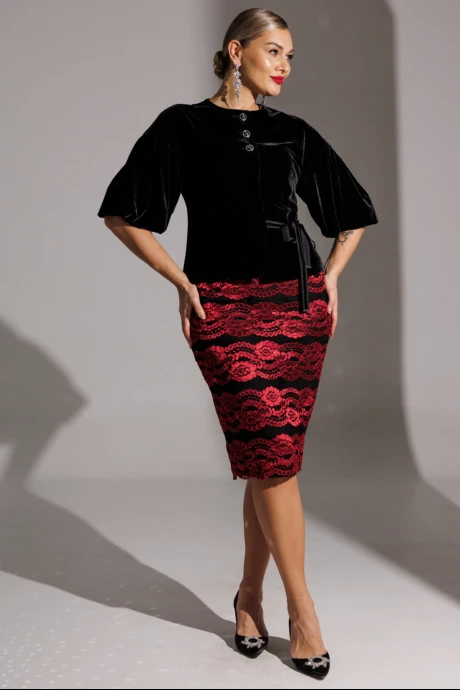 Юбочный костюм Мода-Юрс 25-2623 черный_красный #1