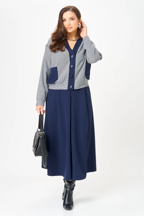 Юбочный костюм AIRA style 24131-1 синий двойка #1