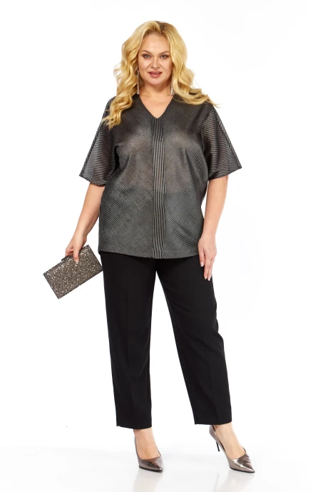 Брючный костюм Элль-стиль 2439 серебро_черный #1