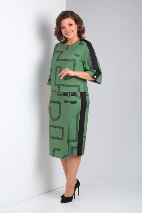 Юбочный костюм Rishelie 906 ЗЕЛЕНЫЙ_ПРИНТ #1